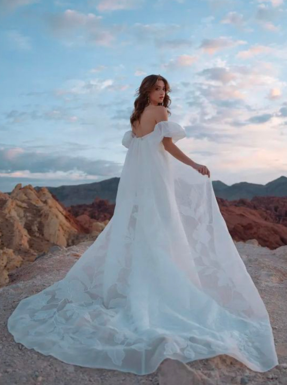 Jenny Yoo Giselle Bridal Cape Size M Ivory Floral Embroidered Wedding NWT